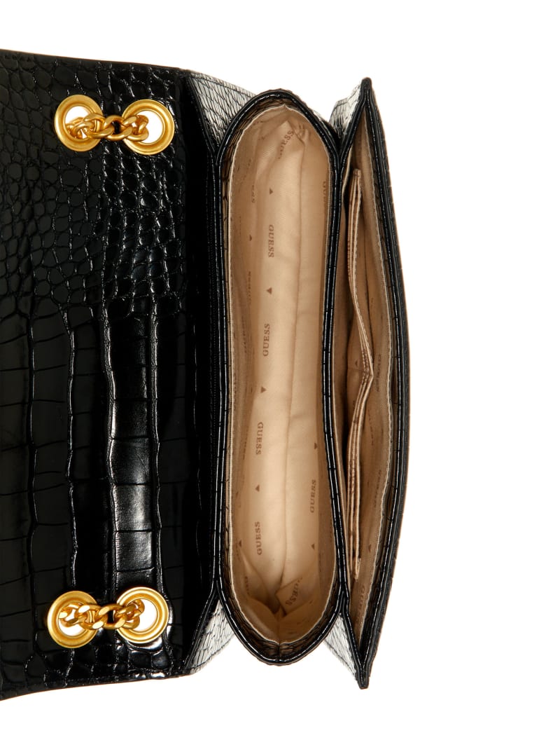 Guess James Croc Convertible Bag - Black Floral Print Guess James Croc Convertible Bag - Black Floral Print