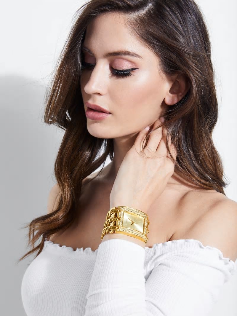 Guess Gold-Tone Chain Analog Watch - Silver/Gold Guess Gold-Tone Chain Analog Watch - Silver/Gold