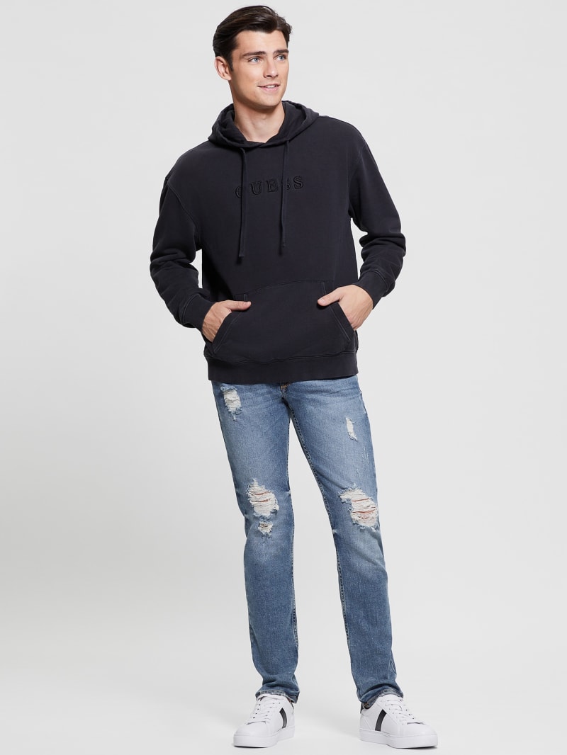 Guess Finch Terry Logo Hoodie - Jet Black Multi Guess Finch Terry Logo Hoodie - Jet Black Multi