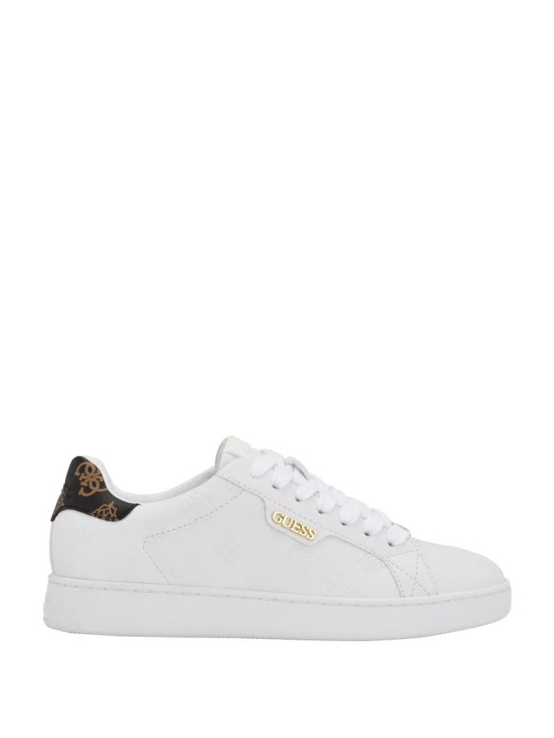 Guess Renzy Debossed Logo Low-Top Sneakers - White Graffiti Guess Renzy Debossed Logo Low-Top Sneakers - White Graffiti