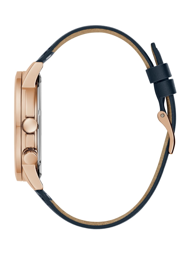 Guess Rose Gold-Tone and Navy Leather Multifunction Watch - Rainbow