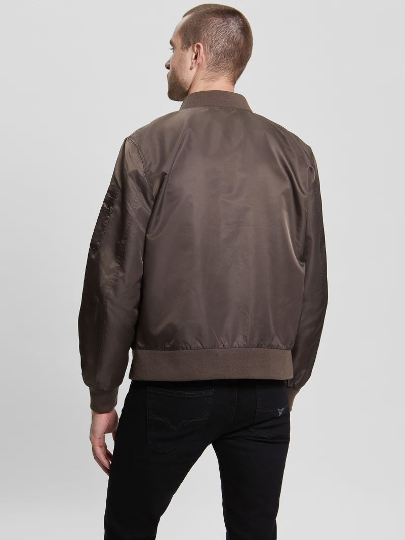 Guess Nylon Flight Jacket - Carob Chocolate Guess Nylon Flight Jacket - Carob Chocolate