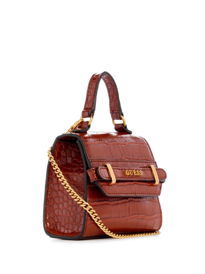 Guess Sestri Crocodile-Embossed Mini Crossbody - Cognac Guess Sestri Crocodile-Embossed Mini Crossbody - Cognac