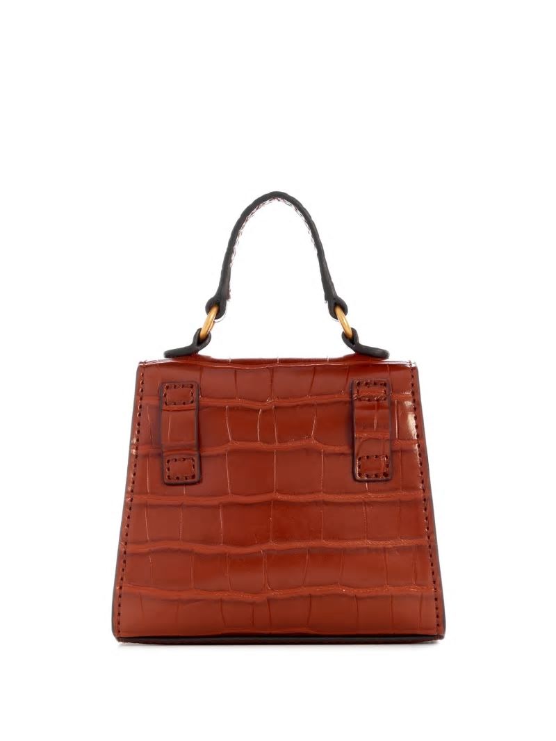 Guess Sestri Crocodile-Embossed Mini Crossbody - Cognac Guess Sestri Crocodile-Embossed Mini Crossbody - Cognac