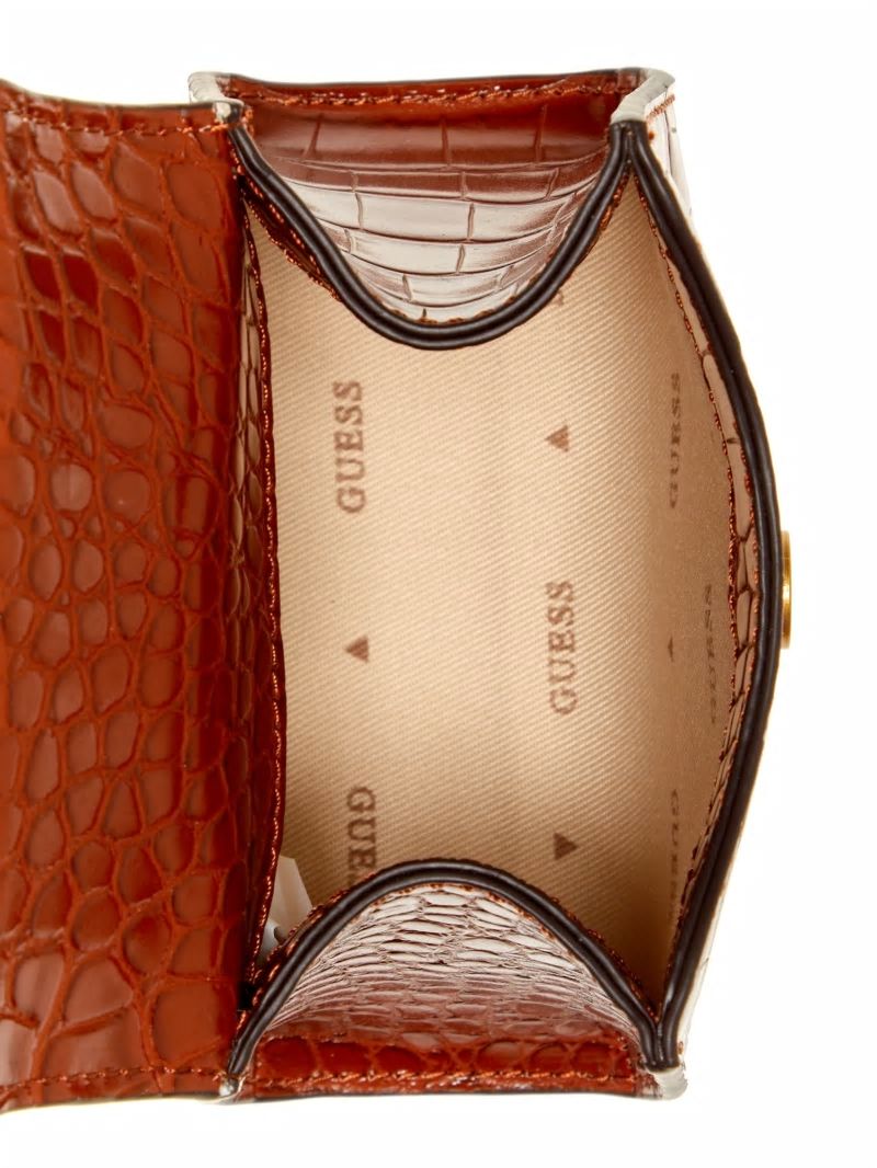 Guess Sestri Crocodile-Embossed Mini Crossbody - Cognac Guess Sestri Crocodile-Embossed Mini Crossbody - Cognac
