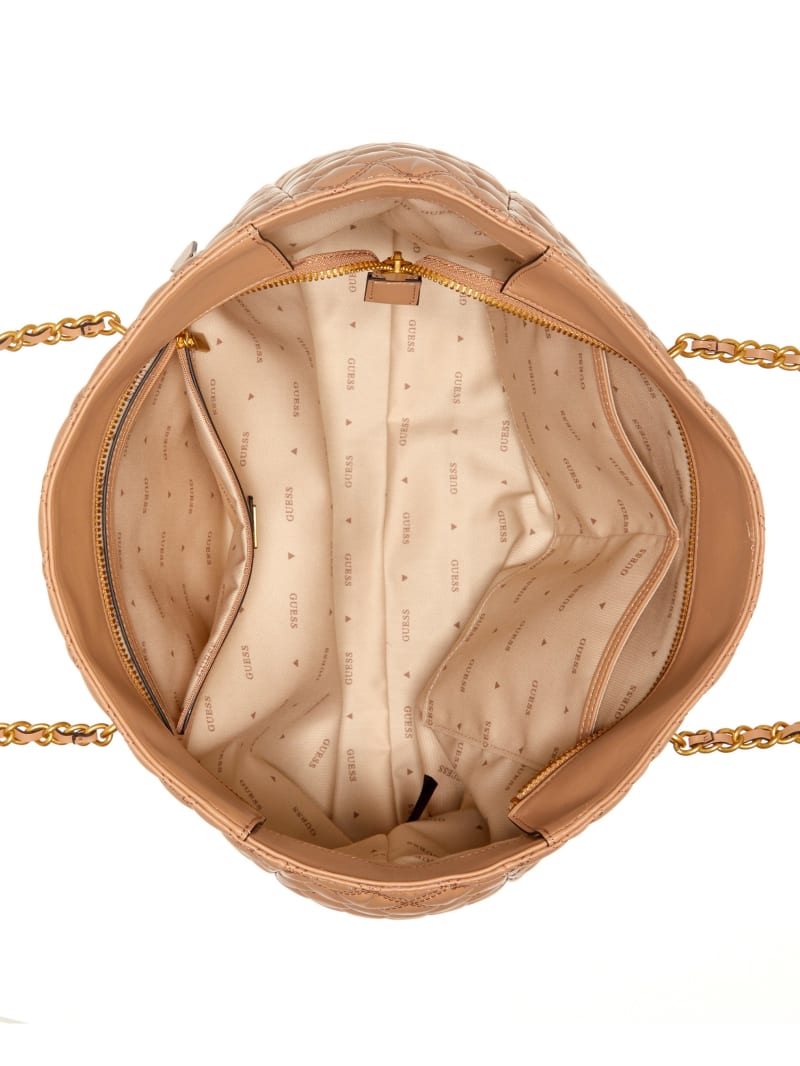 Guess Giully Quilted Tote Bag - Beige Overflow Guess Giully Quilted Tote Bag - Beige Overflow