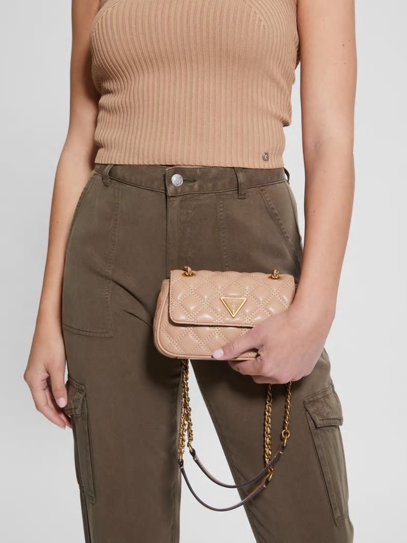 Guess Giully Mini Convertible Crossbody - Beige Overflow Guess Giully Mini Convertible Crossbody - Beige Overflow
