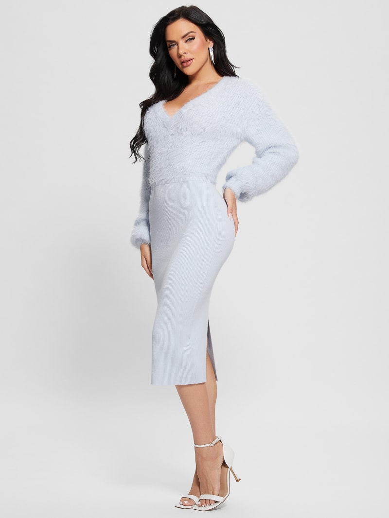 Guess Kari V-Neck Sweater Dress - Sky High Multi Guess Kari V-Neck Sweater Dress - Sky High Multi