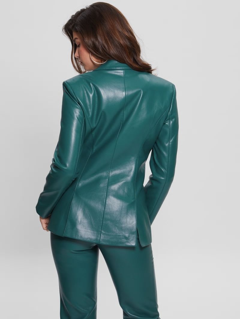 Guess Emelie Faux-Leather Blazer - Regal Teal Multi Guess Emelie Faux-Leather Blazer - Regal Teal Multi