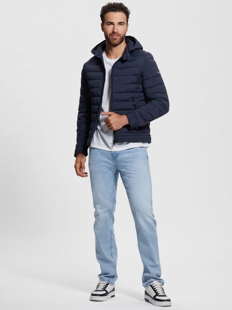 Guess Eco Tech-Stretch Hooded Jacket - Bleu éLéGant Guess Eco Tech-Stretch Hooded Jacket - Bleu éLéGant