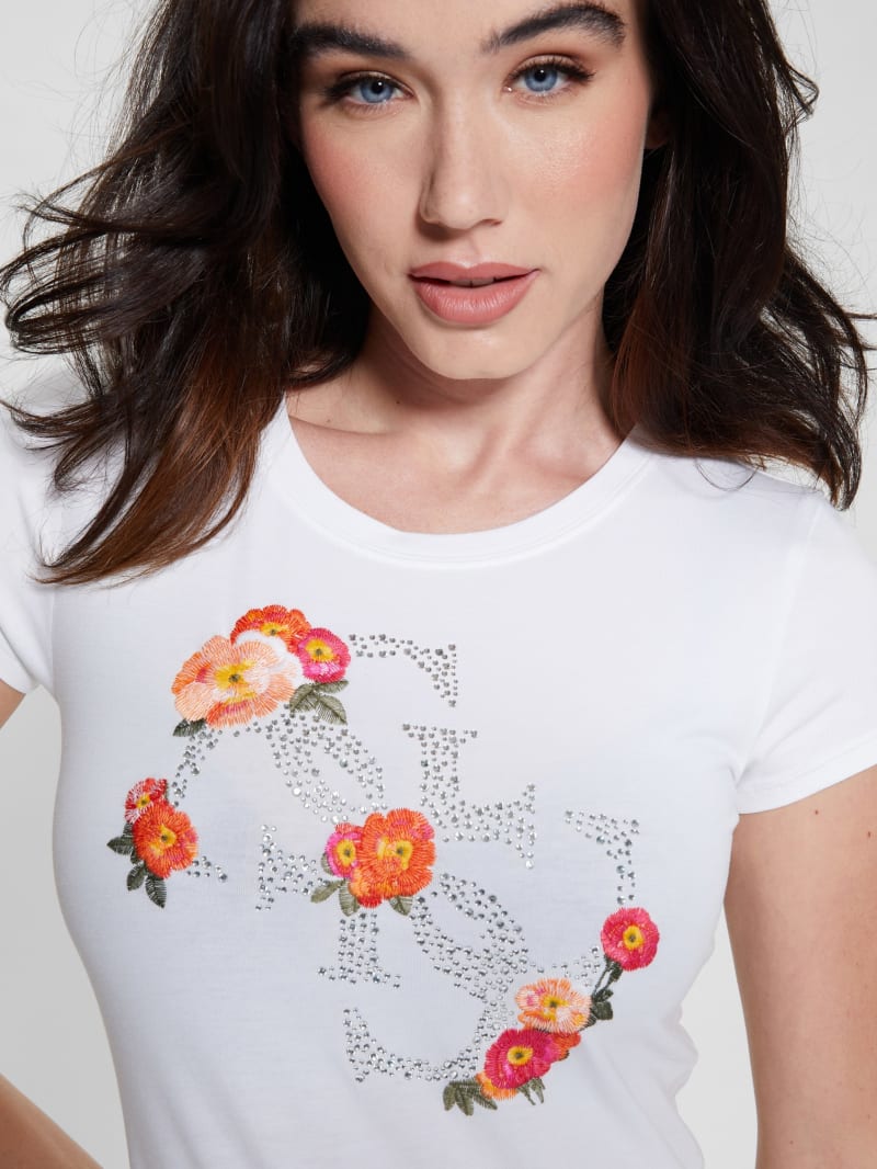 Guess Quattro G Floral Tee - Pure White Guess Quattro G Floral Tee - Pure White