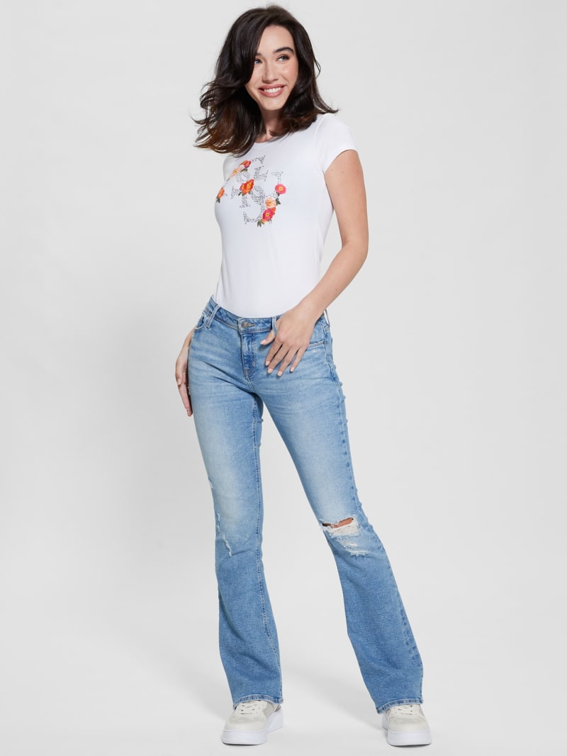 Guess Quattro G Floral Tee - Pure White Guess Quattro G Floral Tee - Pure White