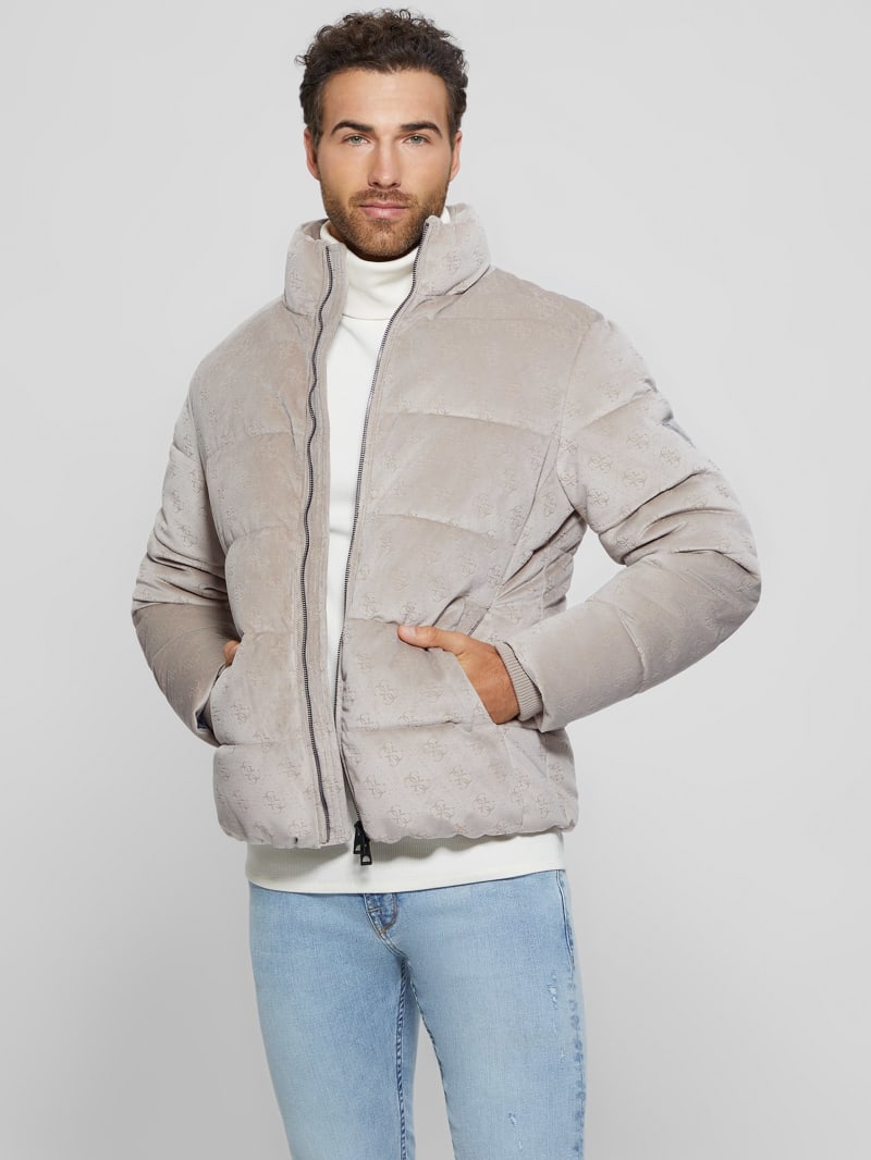Guess Signature Puffer Jacket - Pasadena Stone 4g Logo Guess Signature Puffer Jacket - Pasadena Stone 4g Logo