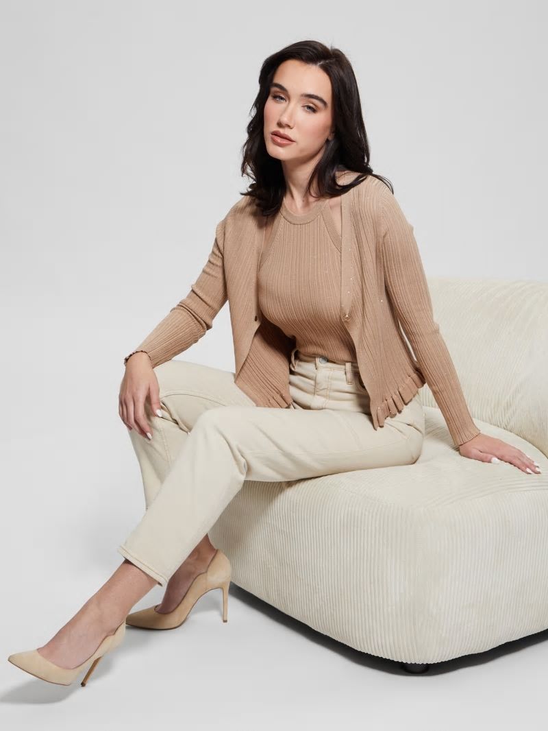 Guess Estelle Sequin Cardigan - Wet Sand Guess Estelle Sequin Cardigan - Wet Sand