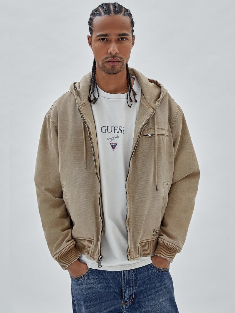 Guess GUESS Originals Canvas Worker Hoodie - Washed Brown Canvas Guess GUESS Originals Canvas Worker Hoodie - Washed Brown Canvas