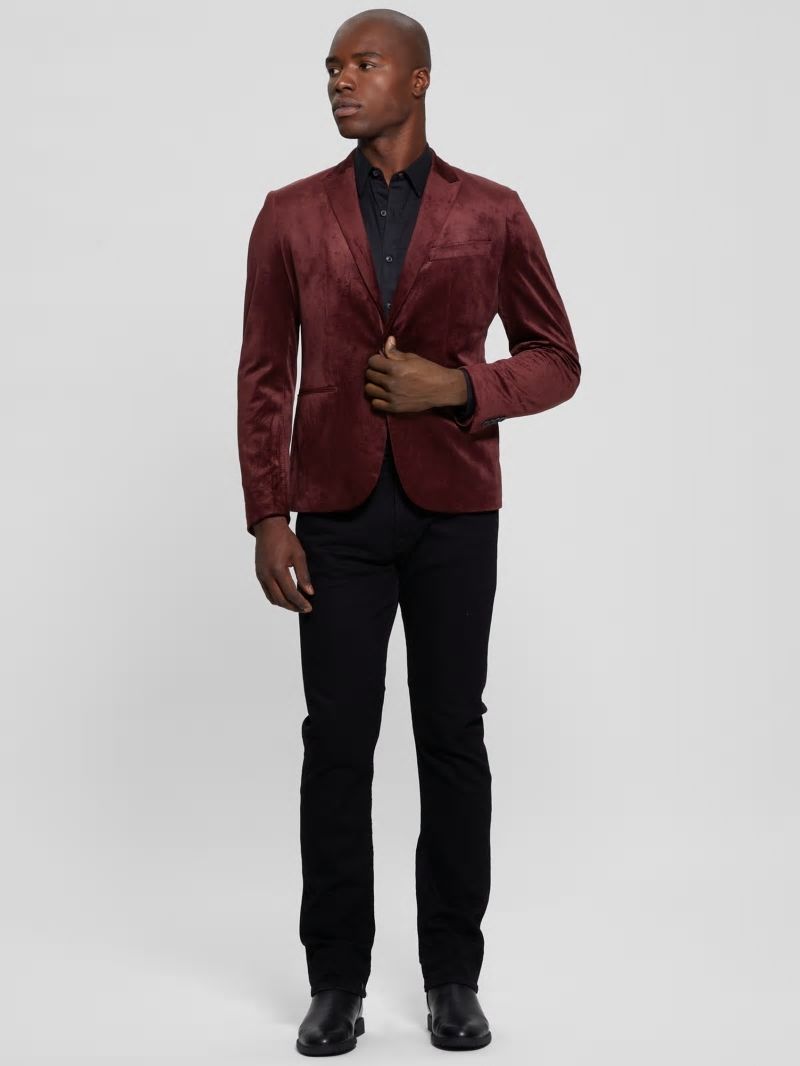 Guess Fulham Velvet Blazer - Red Noir Guess Fulham Velvet Blazer - Red Noir