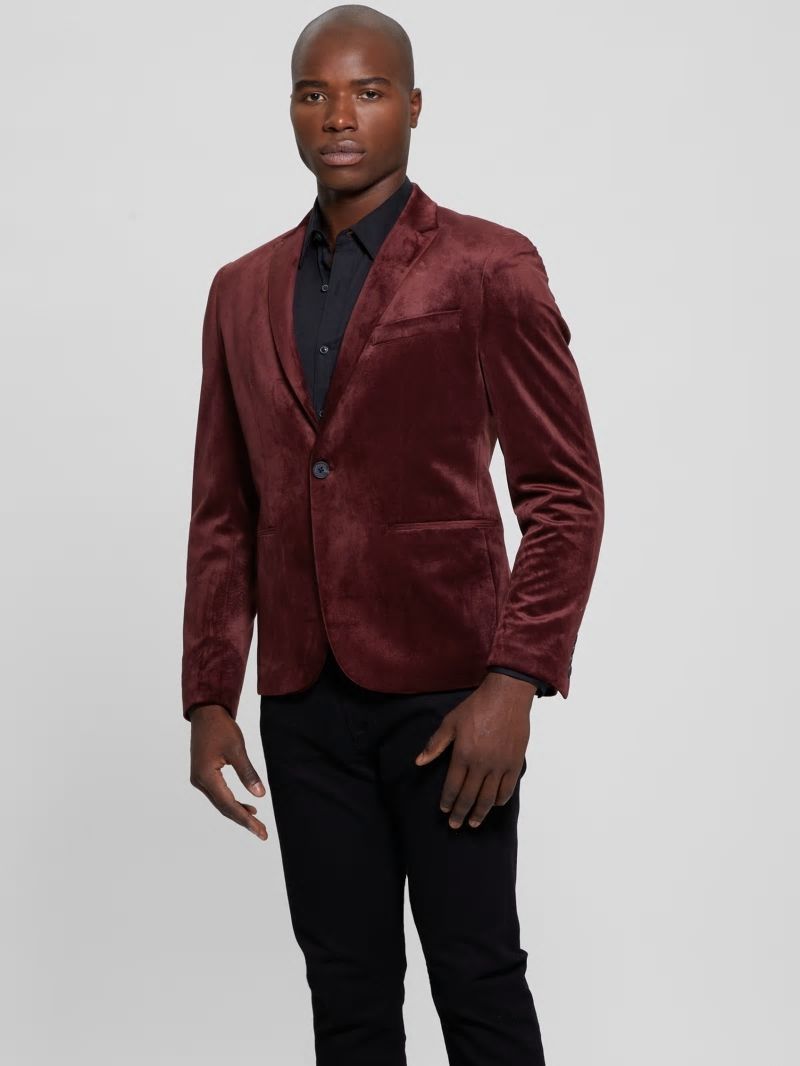 Guess Fulham Velvet Blazer - Red Noir Guess Fulham Velvet Blazer - Red Noir