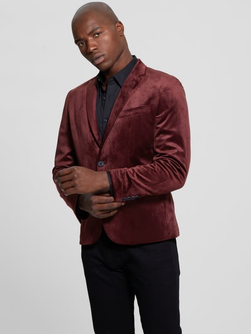 Guess Fulham Velvet Blazer - Red Noir Guess Fulham Velvet Blazer - Red Noir