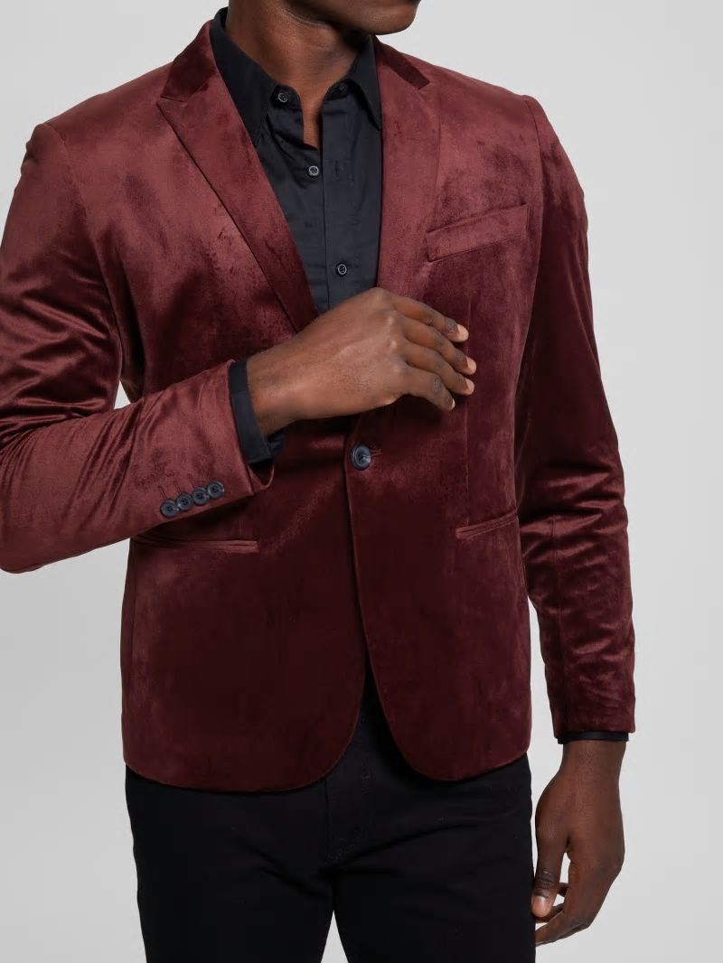 Guess Fulham Velvet Blazer - Red Noir Guess Fulham Velvet Blazer - Red Noir