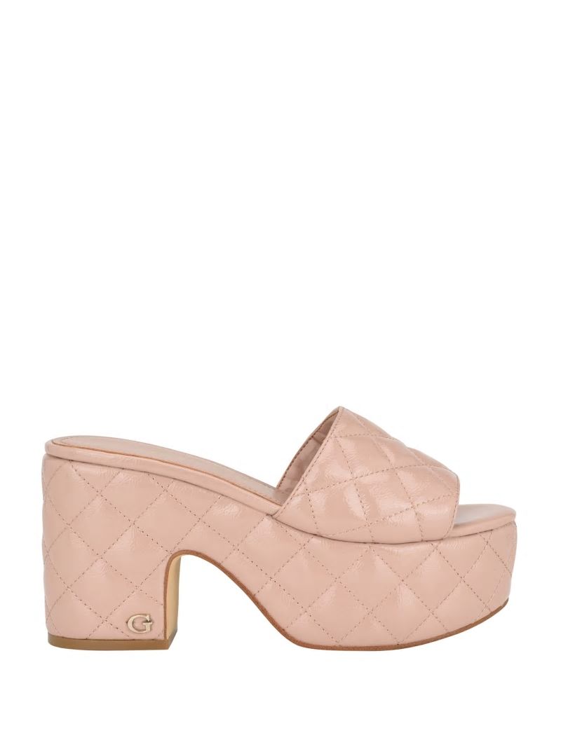 Guess Yanni Quilted Platform Mules - Light Natural 110 Guess Yanni Quilted Platform Mules - Light Natural 110