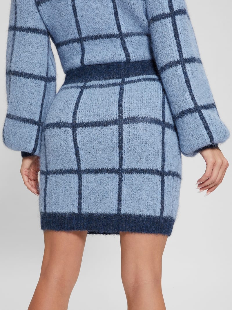 Guess Nadia Plaid Sweater Skirt - Blue Check Guess Nadia Plaid Sweater Skirt - Blue Check