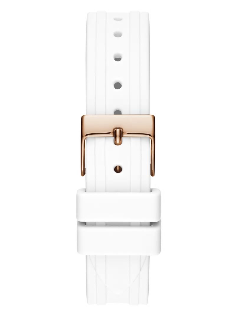 Guess Rose Gold-Tone and White Analog Watch - White Multi