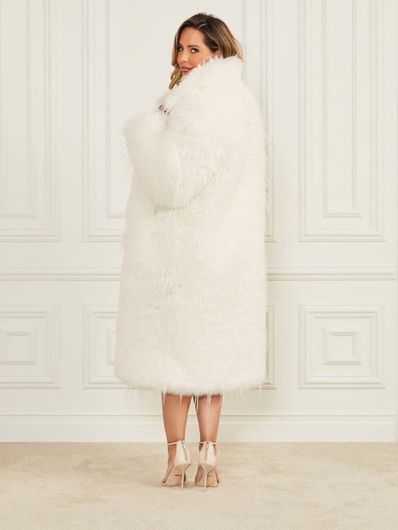 Guess Serena Faux-Fur Coat - Pale Pearl Guess Serena Faux-Fur Coat - Pale Pearl