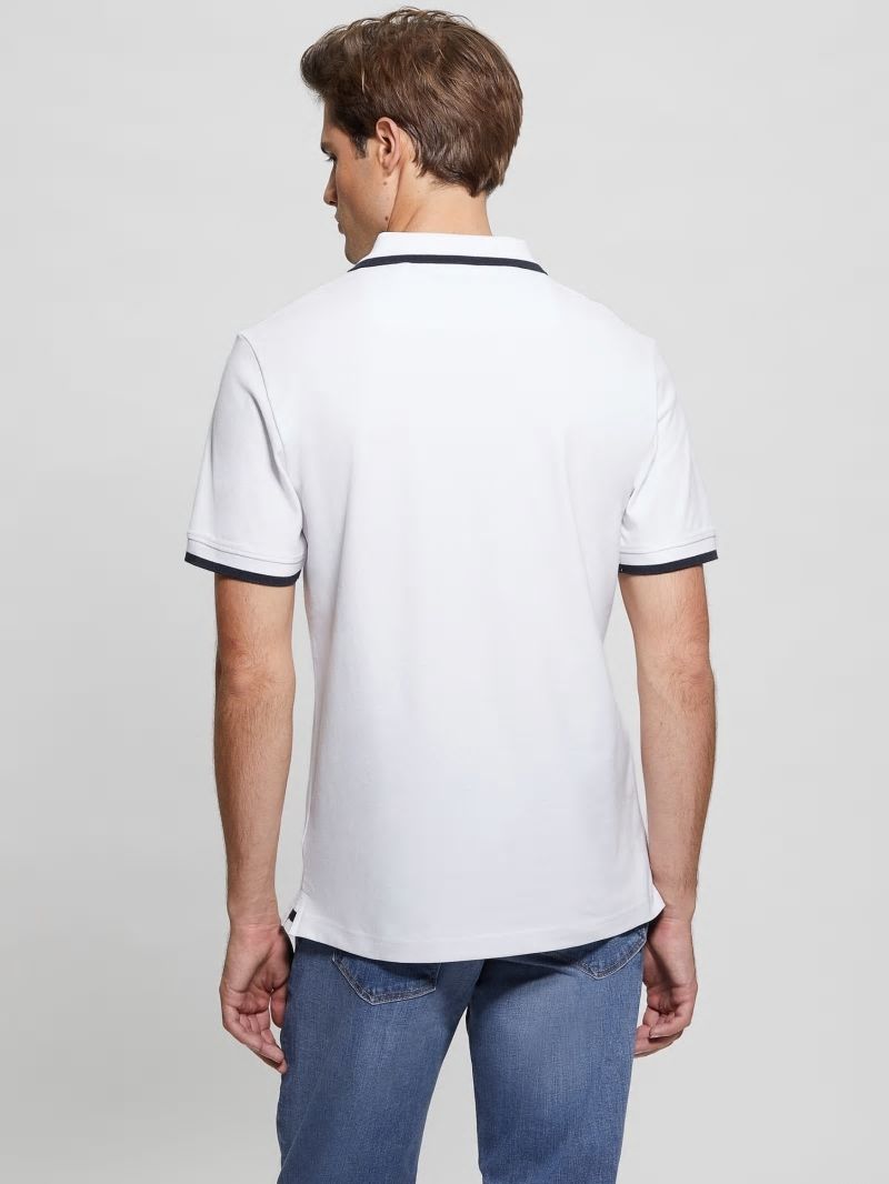 Guess Eco Lyle Logo Polo - Pure White Guess Eco Lyle Logo Polo - Pure White