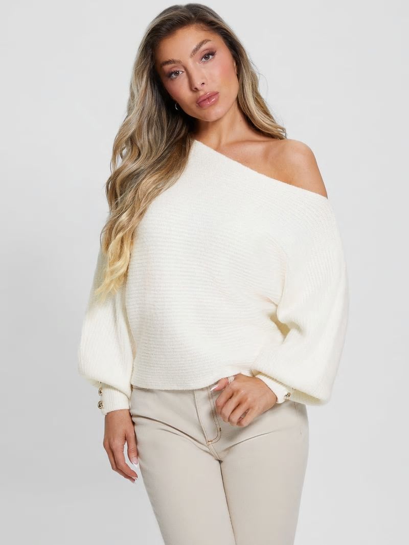 Guess Isadora Off-Shoulder Sweater - Dove White Guess Isadora Off-Shoulder Sweater - Dove White