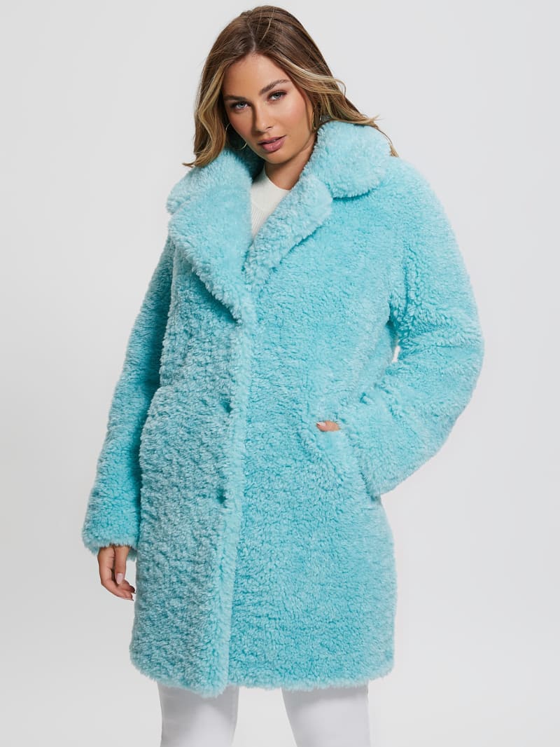 Guess Nives Faux-Fur Coat - Surf Jade Multi Guess Nives Faux-Fur Coat - Surf Jade Multi