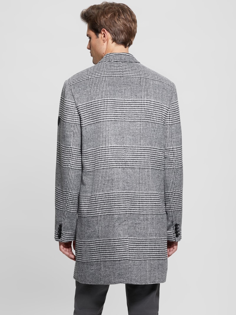 Guess Leo Glenn Wool-Blend Double-Breasted Coat - Jet Black Multi