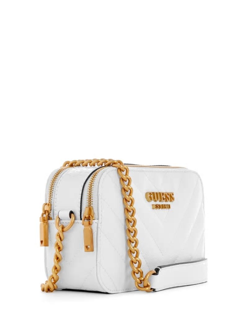 Guess Jania Quilted Camera Crossbody - White Guess Jania Quilted Camera Crossbody - White