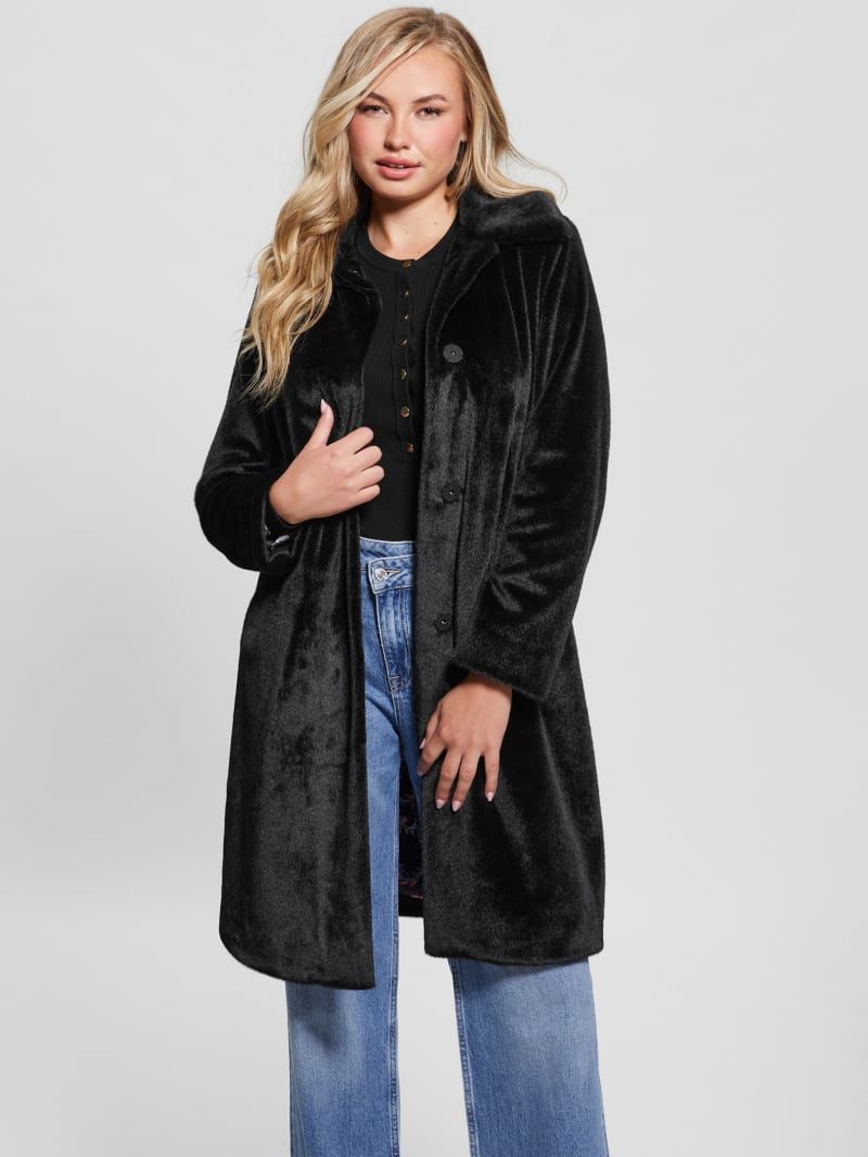 Guess Simmone Faux-Fur Coat - Black Guess Simmone Faux-Fur Coat - Black