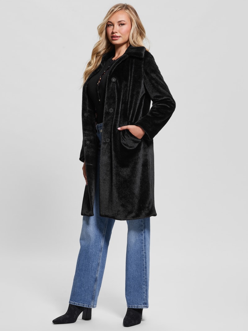Guess Simmone Faux-Fur Coat - Black Guess Simmone Faux-Fur Coat - Black