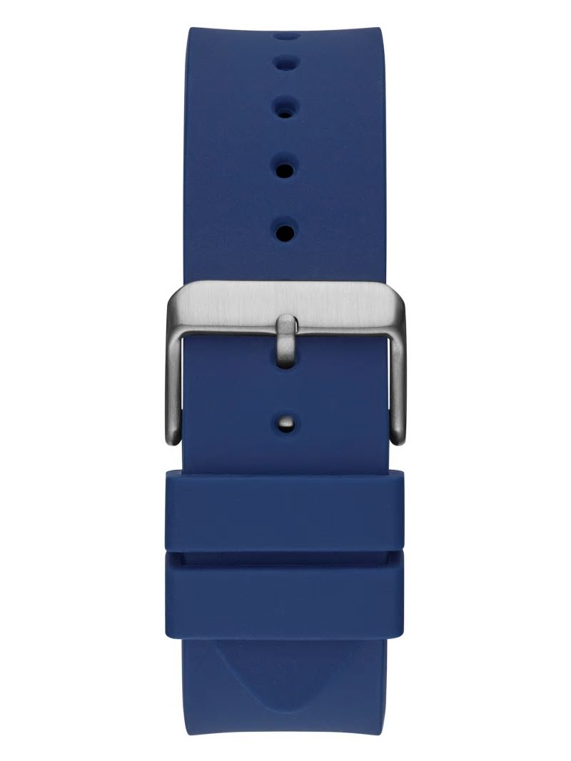 Guess Rose Gold-Tone and Blue Silicone Multifunction Watch - Blue Guess Rose Gold-Tone and Blue Silicone Multifunction Watch - Blue