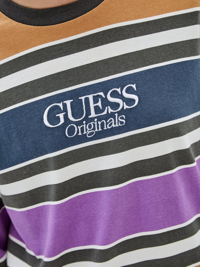 Guess GUESS Originals Block Striped Tee - Pure White Multi Guess GUESS Originals Block Striped Tee - Pure White Multi