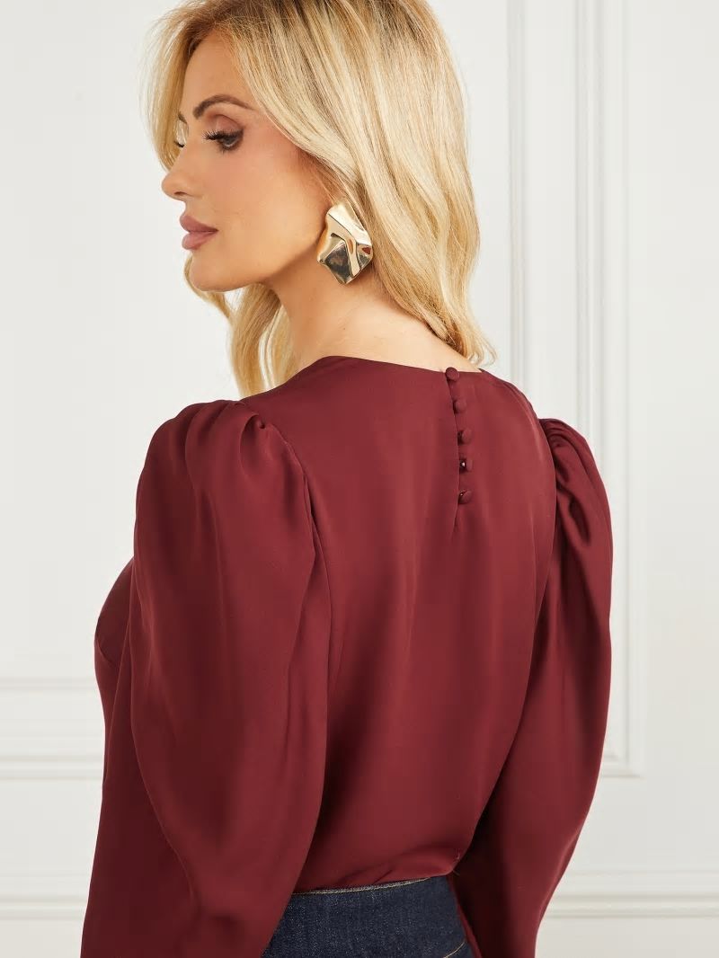 Guess Fernanda Silk Blouse - Vino Guess Fernanda Silk Blouse - Vino
