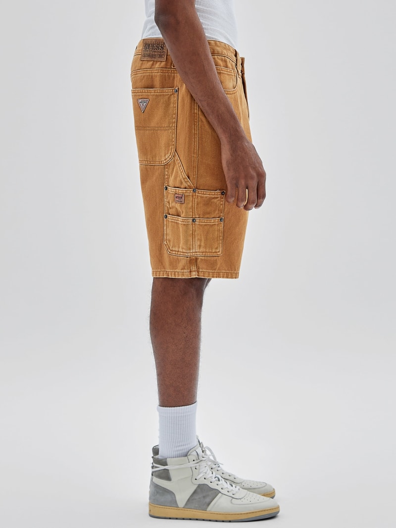 Guess GUESS Originals Aged Denim Carpenter Shorts - Go Vintage Tan Wash Guess GUESS Originals Aged Denim Carpenter Shorts - Go Vintage Tan Wash