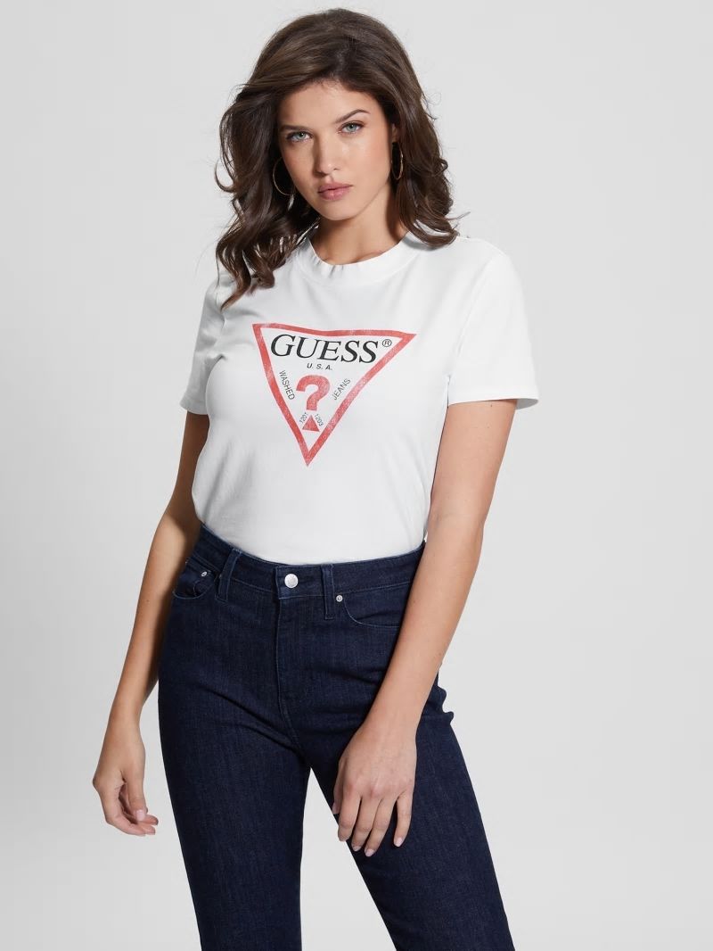 Guess Eco Triangle Logo Tee - Pure White Guess Eco Triangle Logo Tee - Pure White