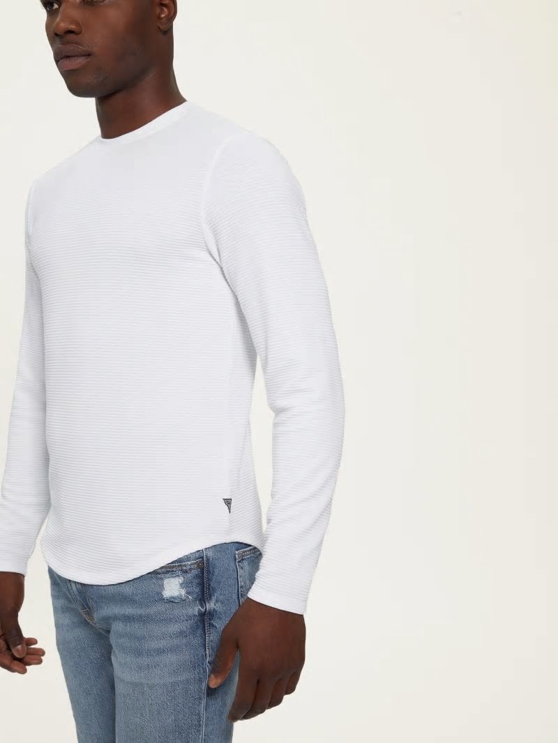 Guess Textured Jersey Long-Sleeve Tee - Pure White Guess Textured Jersey Long-Sleeve Tee - Pure White