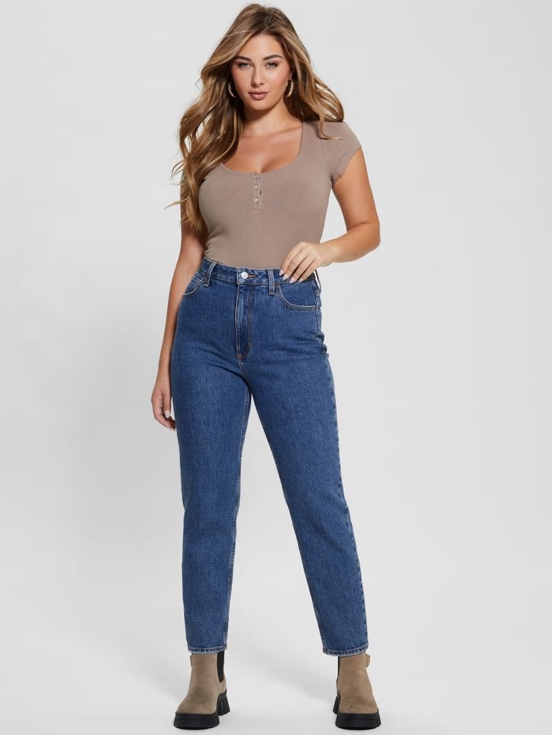 Guess Eco Karlee Henley Tee - Silk Taupe Guess Eco Karlee Henley Tee - Silk Taupe