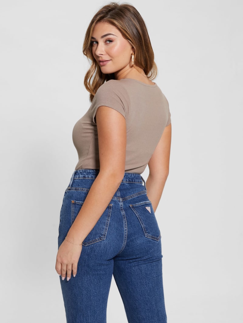 Guess Eco Karlee Henley Tee - Silk Taupe Guess Eco Karlee Henley Tee - Silk Taupe