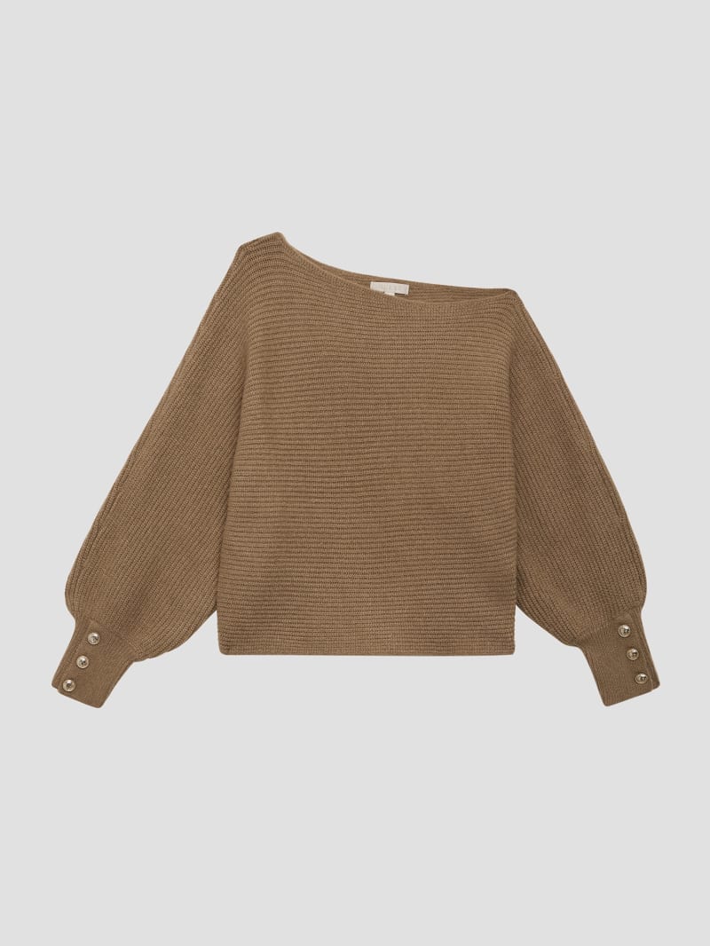 Guess Isadora Off-Shoulder Sweater - Silk Taupe Heather Multi Guess Isadora Off-Shoulder Sweater - Silk Taupe Heather Multi