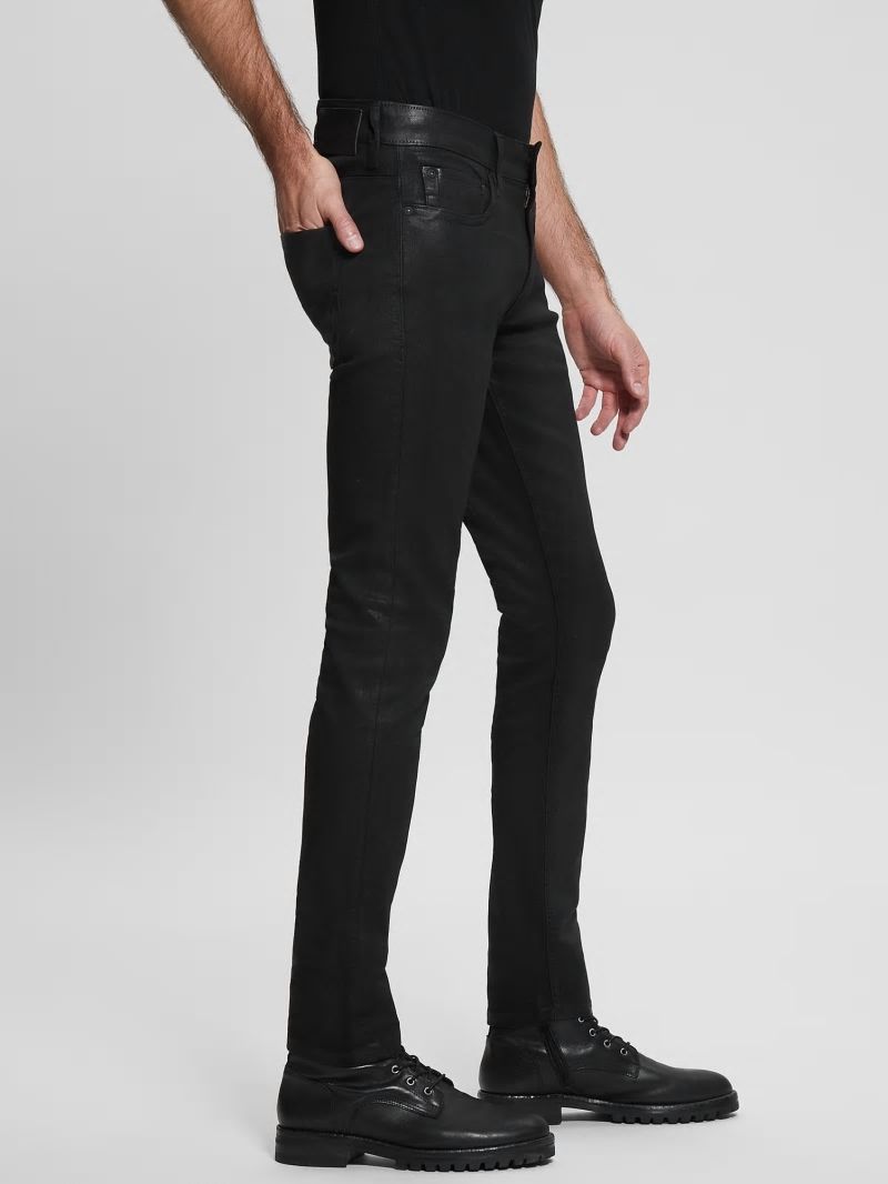 Guess Coated Skinny Jeans - Mechanical Black Wash Guess Coated Skinny Jeans - Mechanical Black Wash