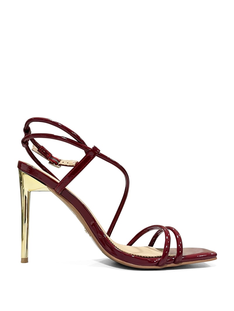 Guess Strappy Cord Heeled Sandal - Dark Jam Red Guess Strappy Cord Heeled Sandal - Dark Jam Red