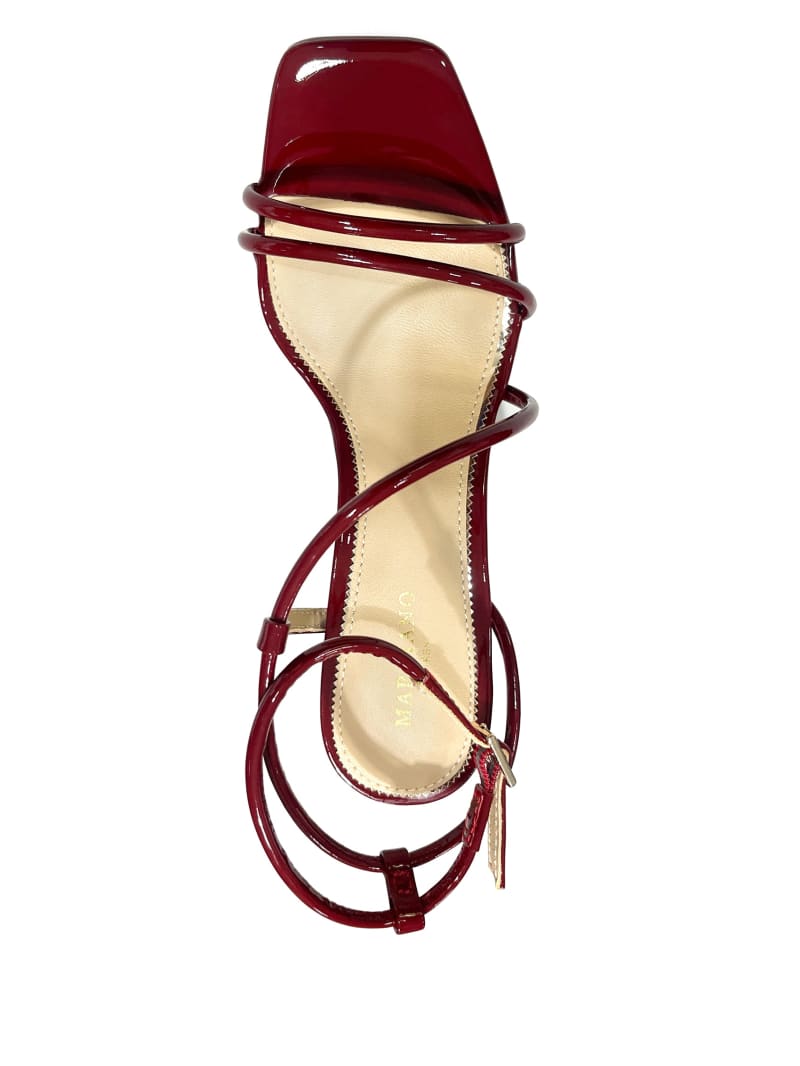 Guess Strappy Cord Heeled Sandal - Dark Jam Red Guess Strappy Cord Heeled Sandal - Dark Jam Red