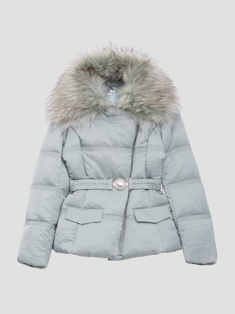 Guess Eco Marisol Belted Puffer Jacket - Full Grey Multi Guess Eco Marisol Belted Puffer Jacket - Full Grey Multi