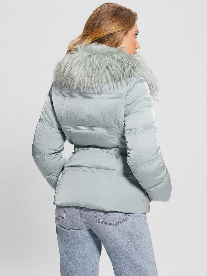 Guess Eco Marisol Belted Puffer Jacket - Full Grey Multi Guess Eco Marisol Belted Puffer Jacket - Full Grey Multi