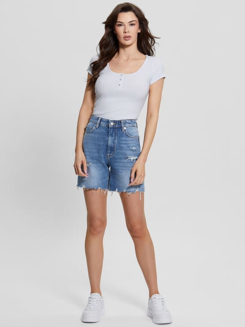 Guess Eco Karlee Henley Tee - Fresh Air Guess Eco Karlee Henley Tee - Fresh Air