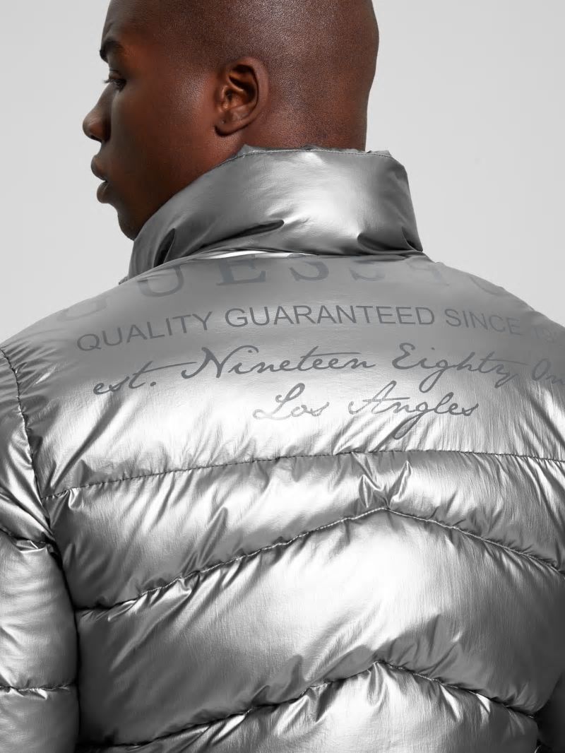 Guess Lunar Puffer Jacket - Silver Shine Multi